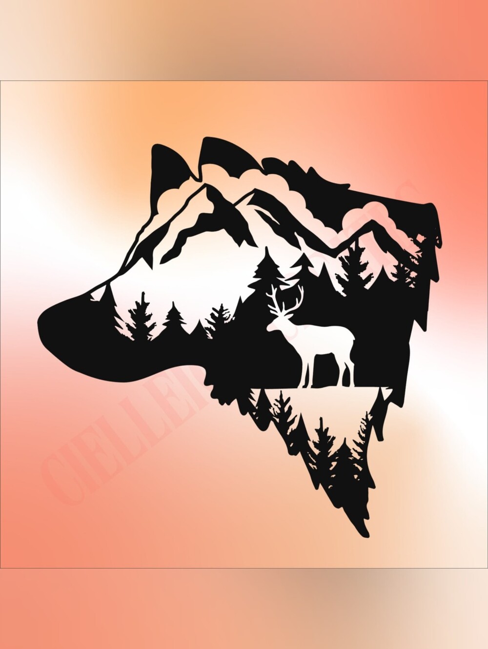 *2 for $20* Wolf head, Deer and mountains vinyl decal Sticker Handcrafted